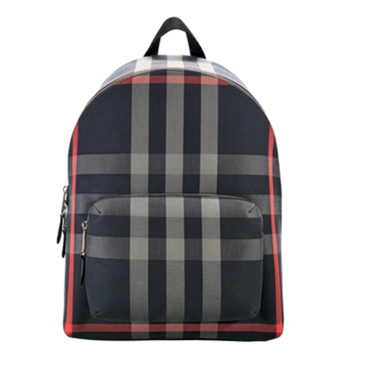 CHECKED JEFF BACKPACK, NAVY W GREY CHECK