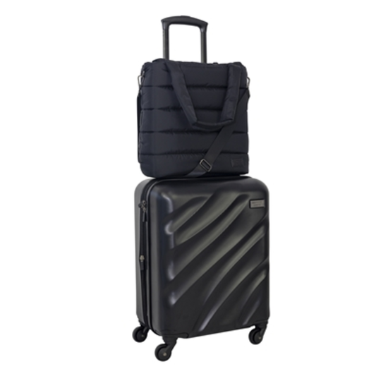 PUFFER HARDSIDE LUGGAGE SET, BLACK, 2-PC