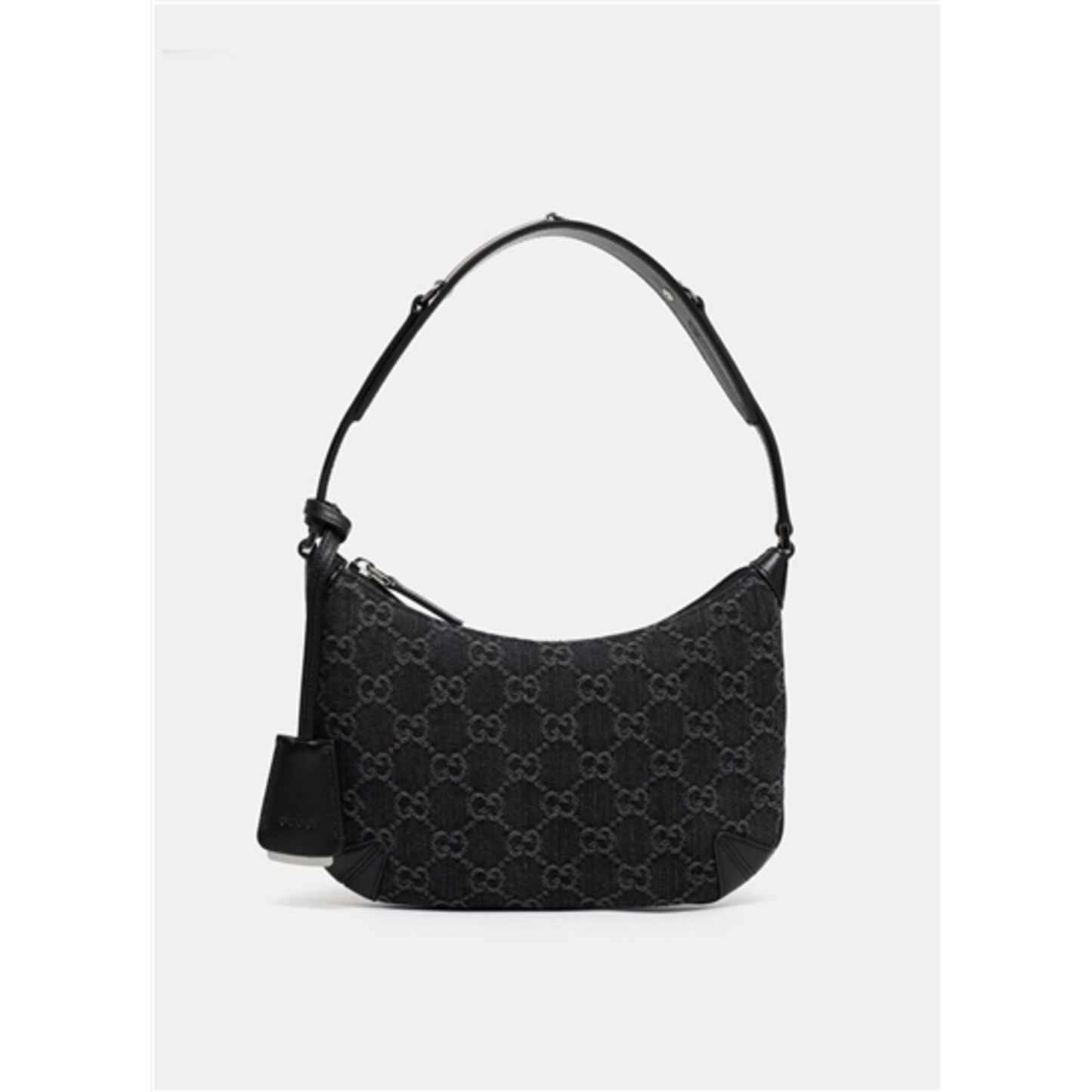 HORSEBIT SLIM SMALL DENIM SHOULDER BAG, BLACK