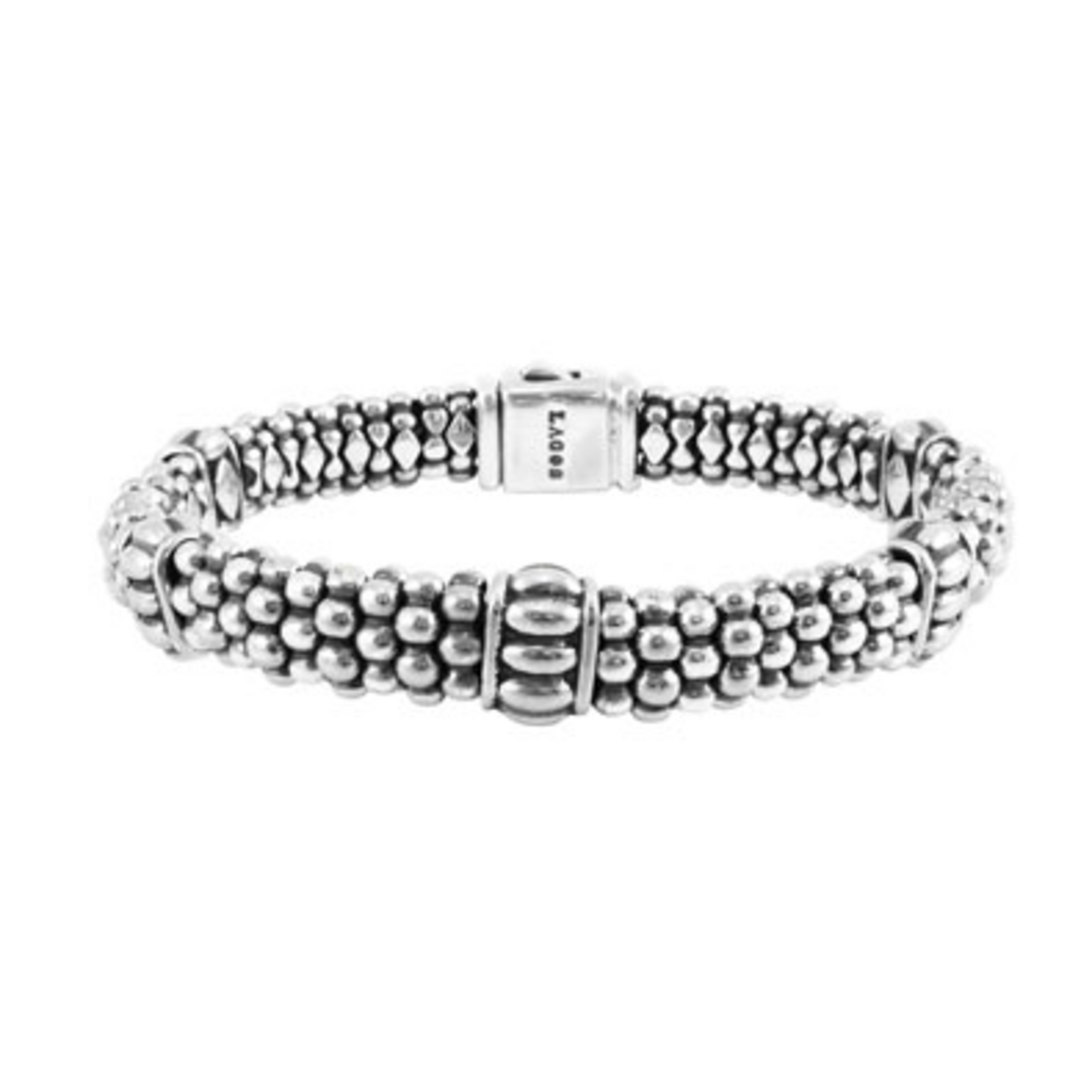 SIGNATURE CAVIAR FLUTED STATION BRACELET