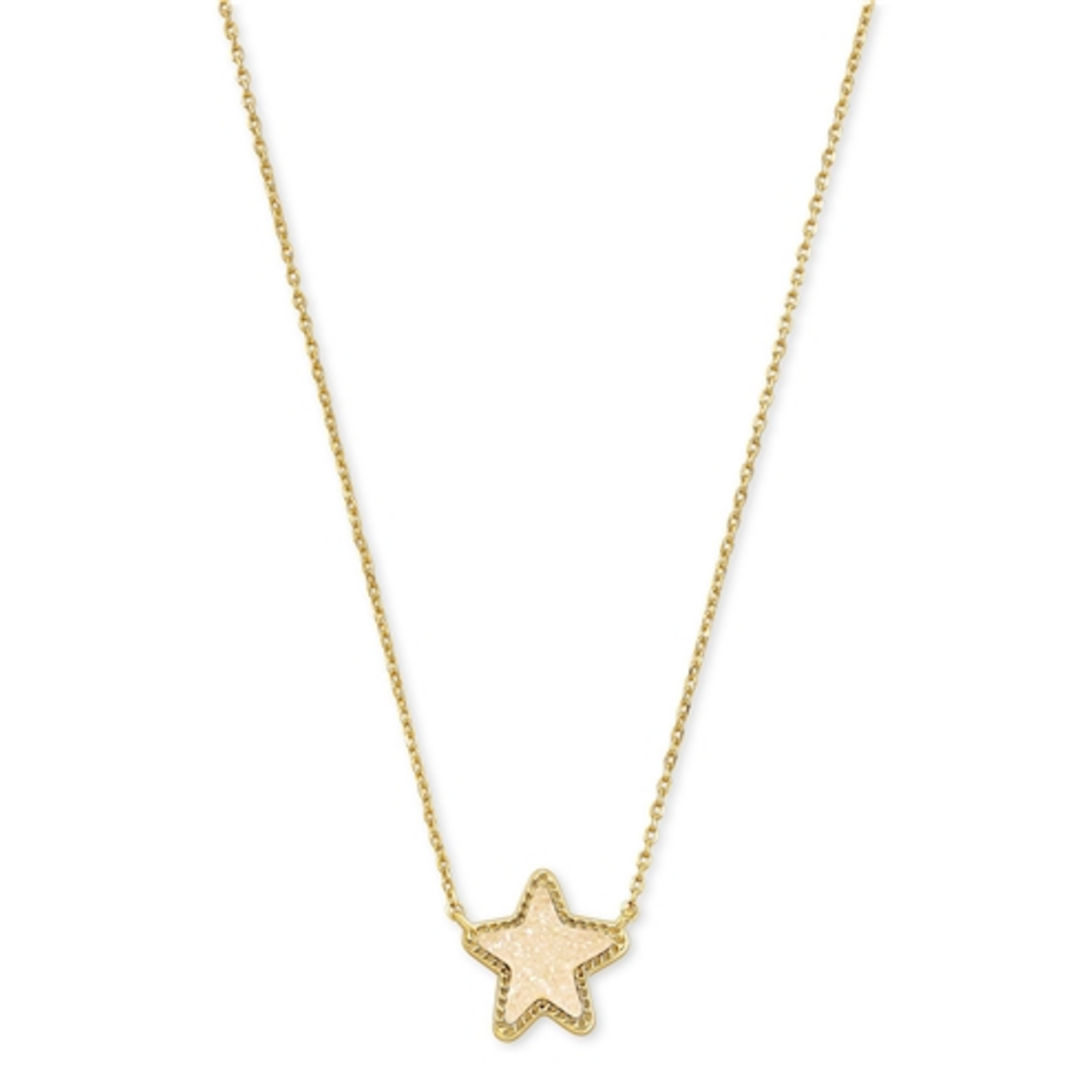 JAE STAR SHORT PENDANT, GOLD IRIDESCENT DRUSY