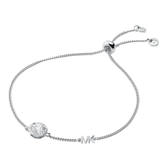 MK PAVE HALO SILVER SLIDER BRACELET