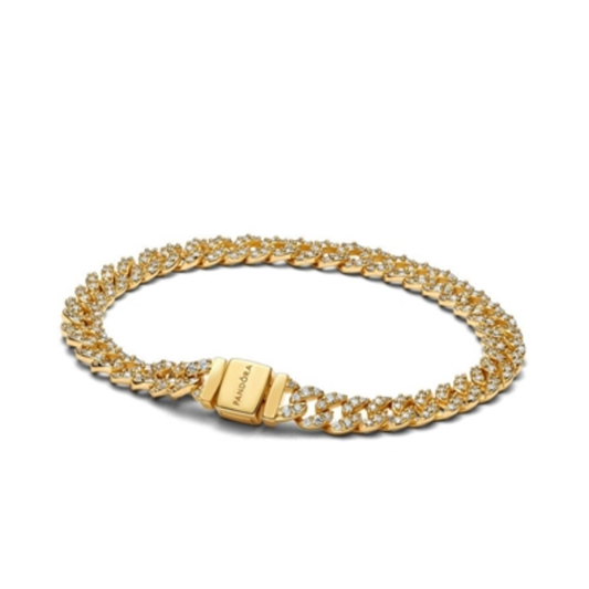 PAVÉ CUBAN CHAIN BRACELET, 7.9"