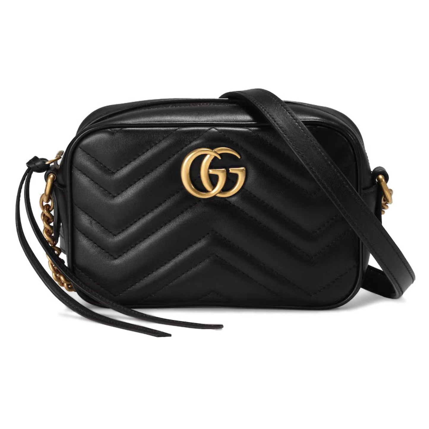 GG MARMONT MATELASSÉ MINI BAG LEATHER, BLACK, 5X7X2.5