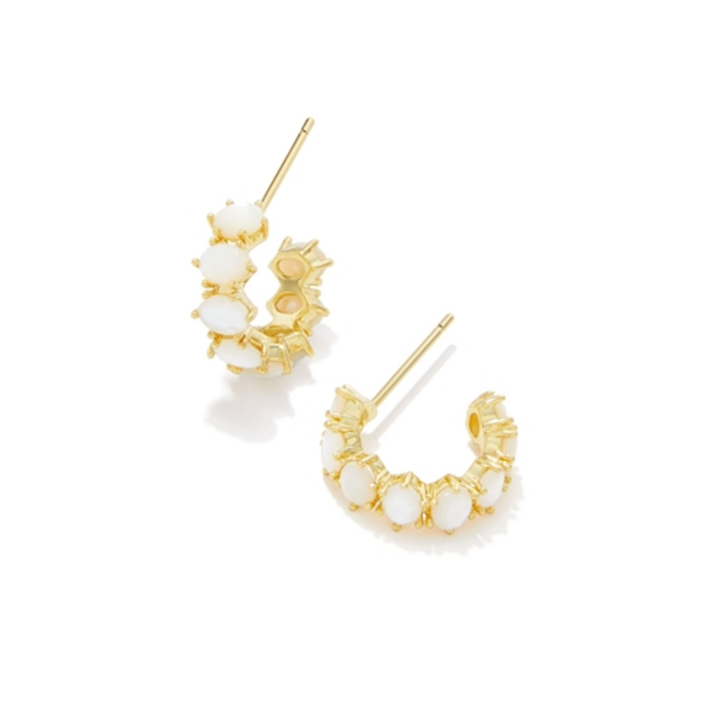 CAILIN CRYSTAL HUGGIE EARRINGS, GOLD IVORY MOTHER OF PEARL