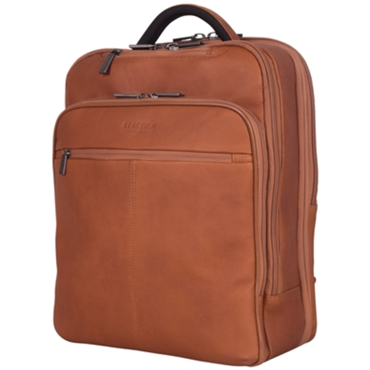 COLOMBIAN LEATHER EZ SCAN BACKPACK, COGNAC, ONE SIZE