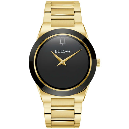 MEN'S MILLENNIA GOLD-TONE STAINLESS STEEL WATCH, BLACK DIAL