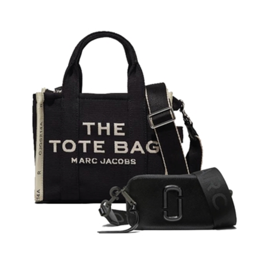 SMALL TOTE/SNAPSHOT DTM, BLACK/BLACK