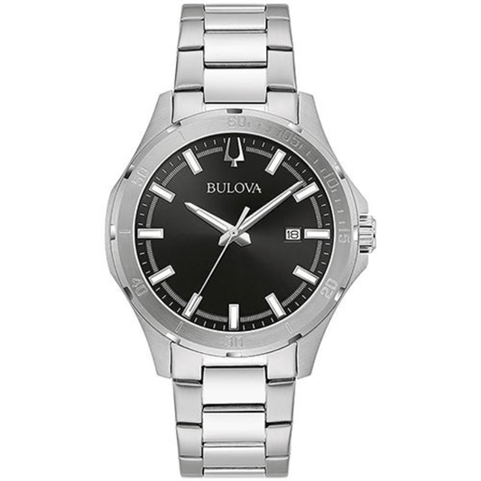 MENS CORPORATE COLLECTION SILVER-TONE STAINLESS STEEL WATCH BLACK DIAL