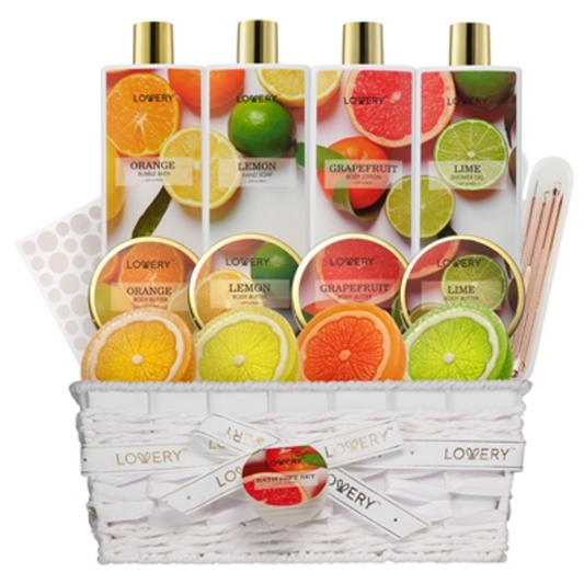 LUXE 4 IN 1 HOME BATH GIFT SET, WHITE, ORANGE, YELLOW, GREEN, PINK, 20 PIECES