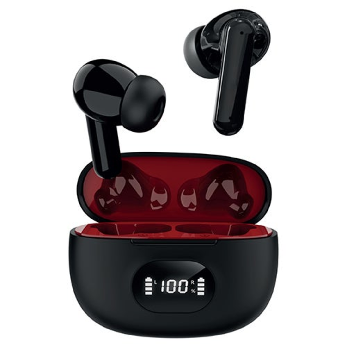DUAL-MIC TRUE WIRELESS NOISE CANCELLING EARBUDS BLACK