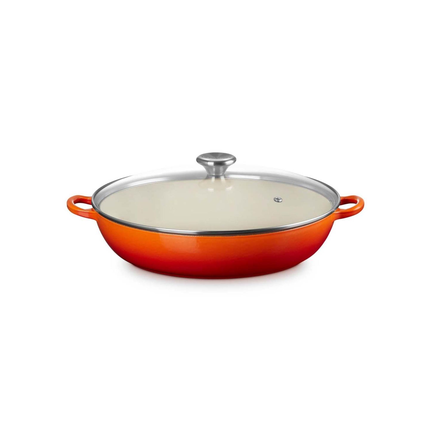 5QT TRADITIONAL CAST IRON BRAISER W/ GLASS LID FLAME