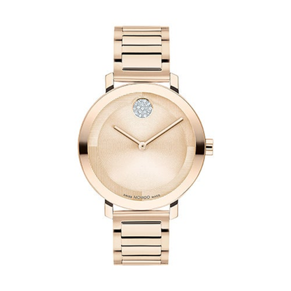 LADIES' BOLD EVOLUTION 2.0 ROSE GOLD-TONE SS WATCH W/ CRYSTAL DOT, RG DIAL