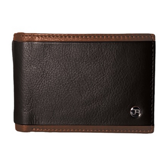 ORGANIC WALLET, TWO-TONE, BI-FOLD WALLET, BLACK/COGNAC