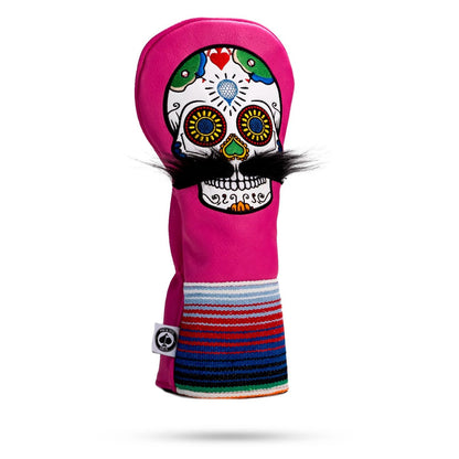 MUSTACHE SUGAR SKULL - DRIVER COVER PINK