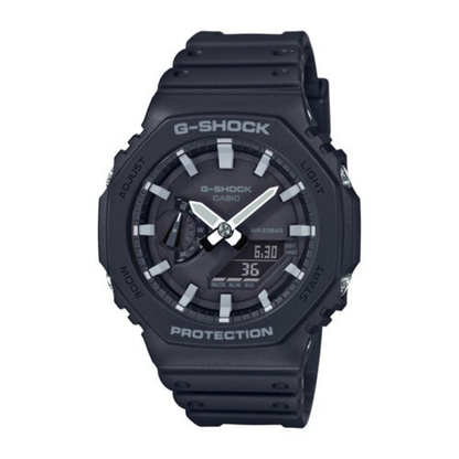 MENS 2100 G-SHOCK OCTAGON ANA-DIGI BLACK RESIN WATCH BLACK DIAL