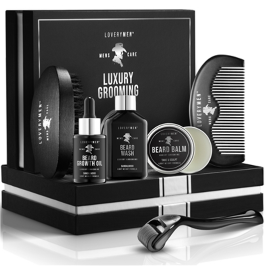 LOVERYMEN BEARD GROWTH KIT, BLACK, SILVER, 8 PIECES
