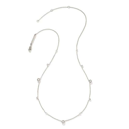 DAVIE TRIO STRAND NECKLACE, STERLING SILVER/WHITE SAPPHIRE