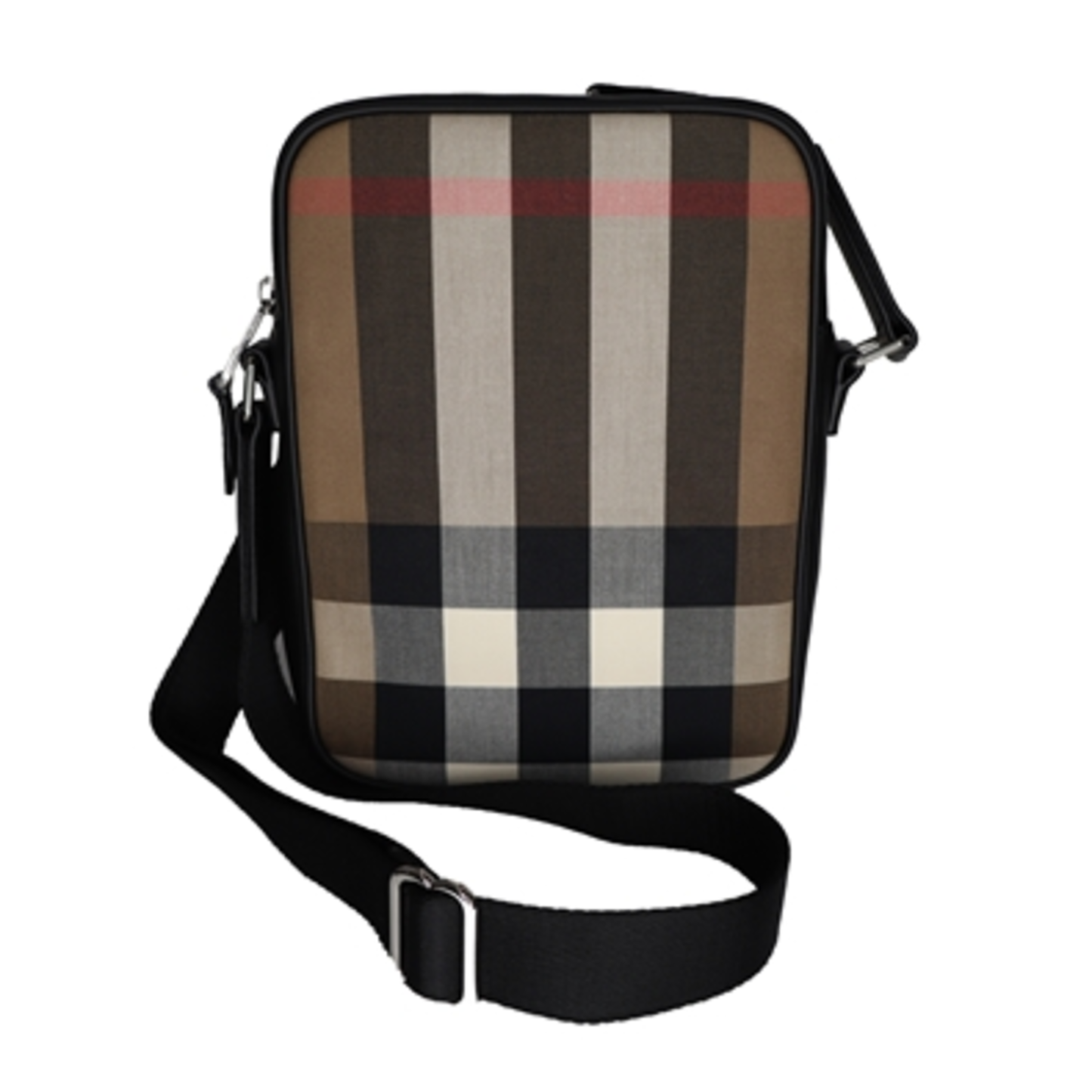 BURBERRY CHECK CAMERA BAG, TAN/BLACK