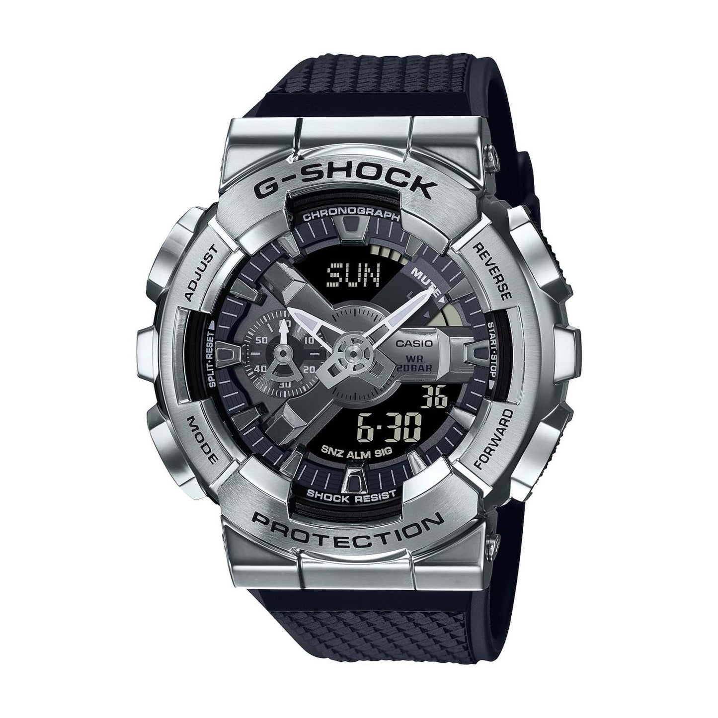 MEN'S G-SHOCK ANA-DIGI SILVER-TONE & BLACK RESIN WATCH