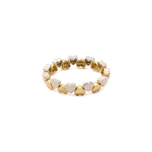HEART YOU STRETCH BRACELET - TWO TONE