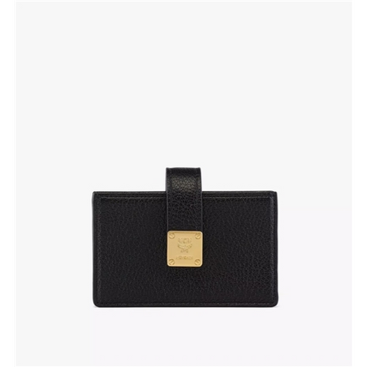 AREN BRASS PLATE CARD WALLET, BLACK, MINI