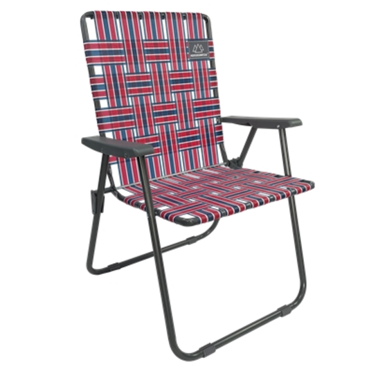 RETRO CAMP CHAIR, RED/BLUE, 25" X 23" X 37.5"