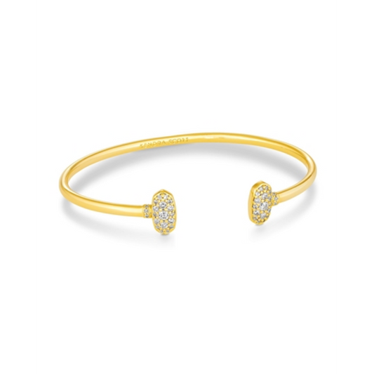 GRAYSON CRYSTAL CUFF BRACELET GOLD W/CZ, GOLD METAL WHITE CZ