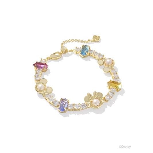 MICKEY MINNIE MOUSE TENNIS BRACELET, GOLD MULTI MIX