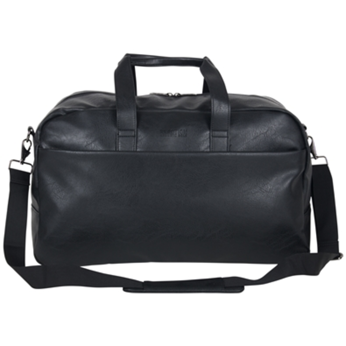 VEGAN LEATHER DUFFEL, BLACK