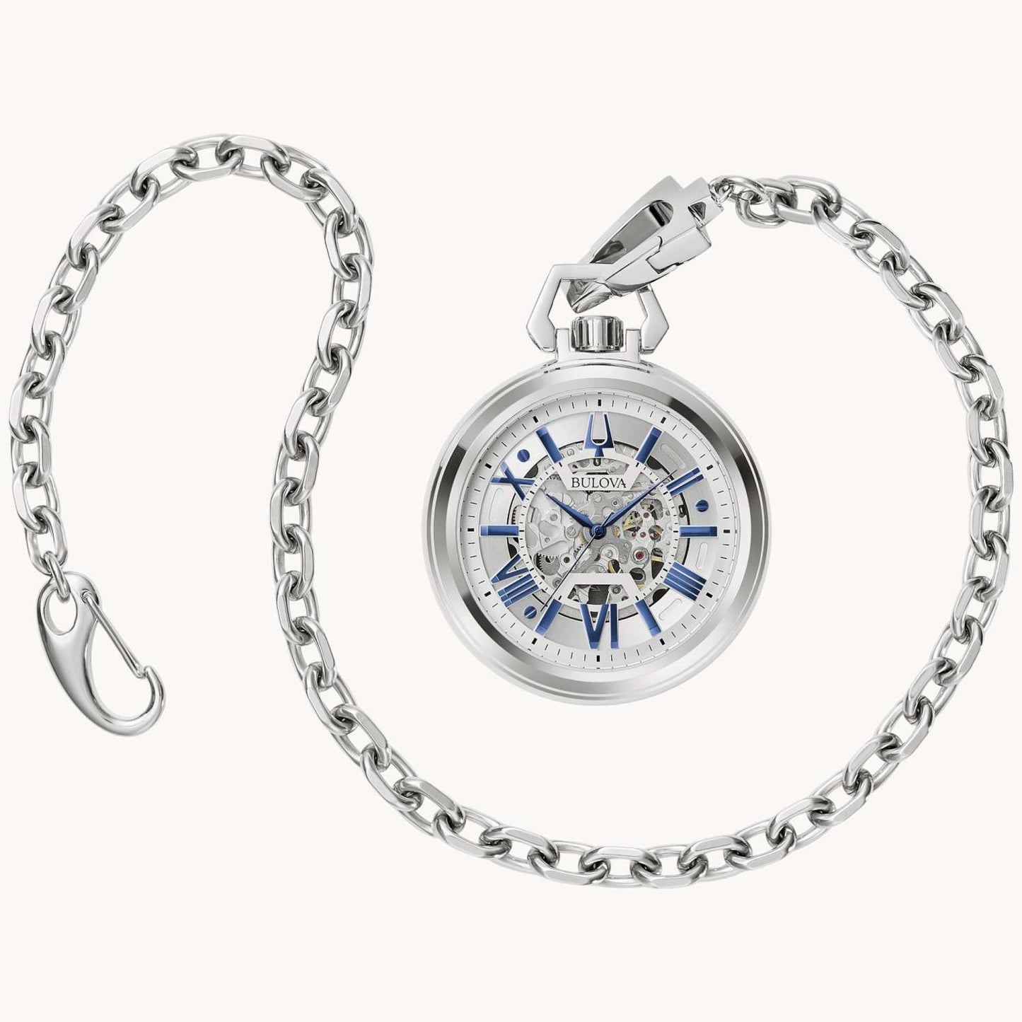SUTTON SILVER-TONE STAINLESS STEEL AUTOMATIC POCKET WATCH SILVER-WHITE DIAL
