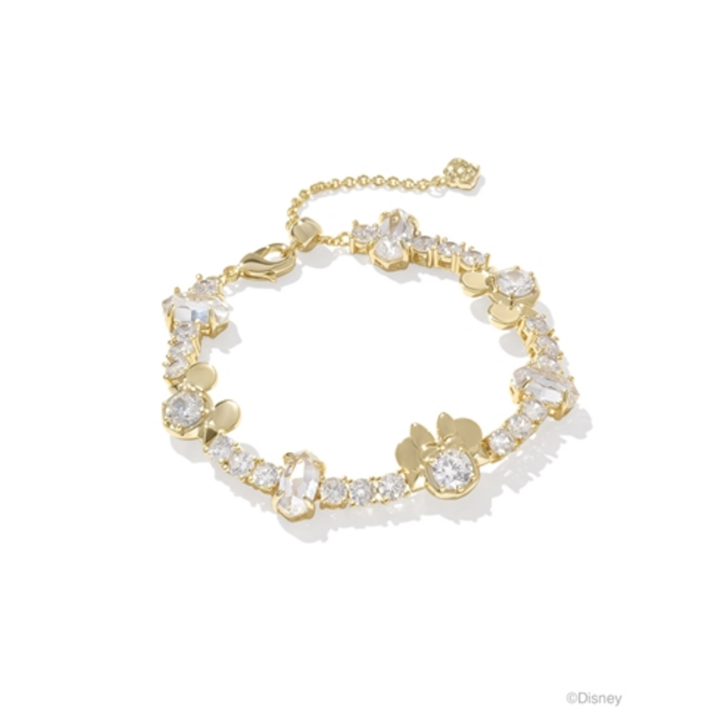 MICKEY MINNIE MOUSE TENNIS BRACELET, GOLD WHITE CRYSTAL