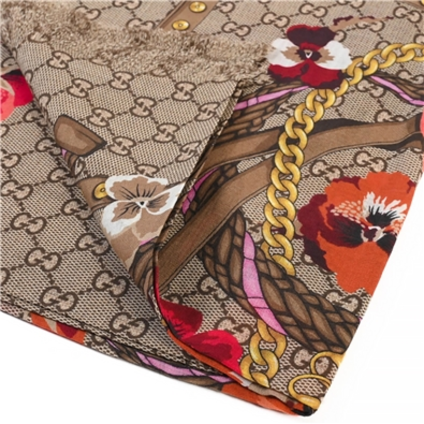 WOOL GG MONOGRAM OVERSIZED PANSHIE SHAWL, BROWN