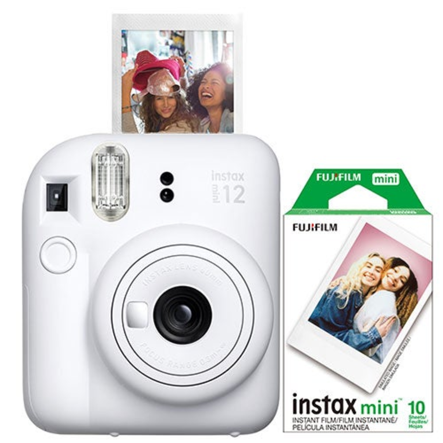 INSTAX MINI 12 INSTANT CAMERA W/ 10 COUNT FILM CLAY WHITE