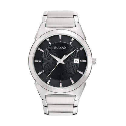 DRESS COLLECTION MENS CHROME BRACELET W/ BLACK DIAL