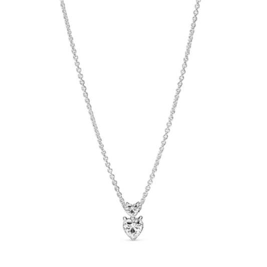 DOUBLE HEART PENDANT SPARKLING NECKLACE