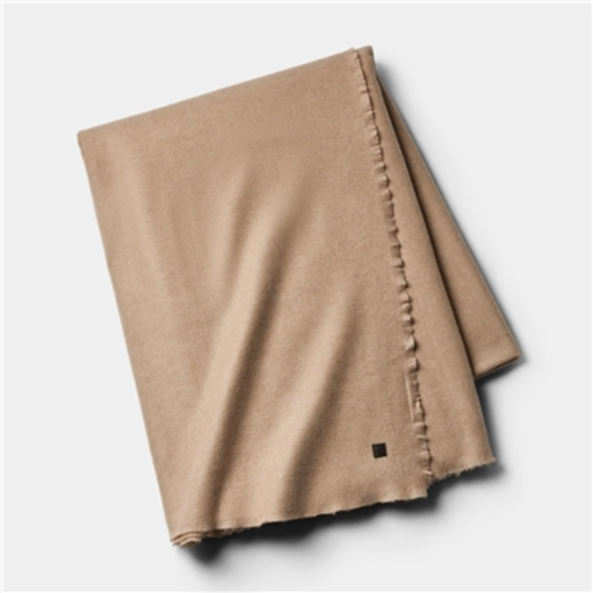 CASHMERE FRINGE THROW, DUNE - THROW