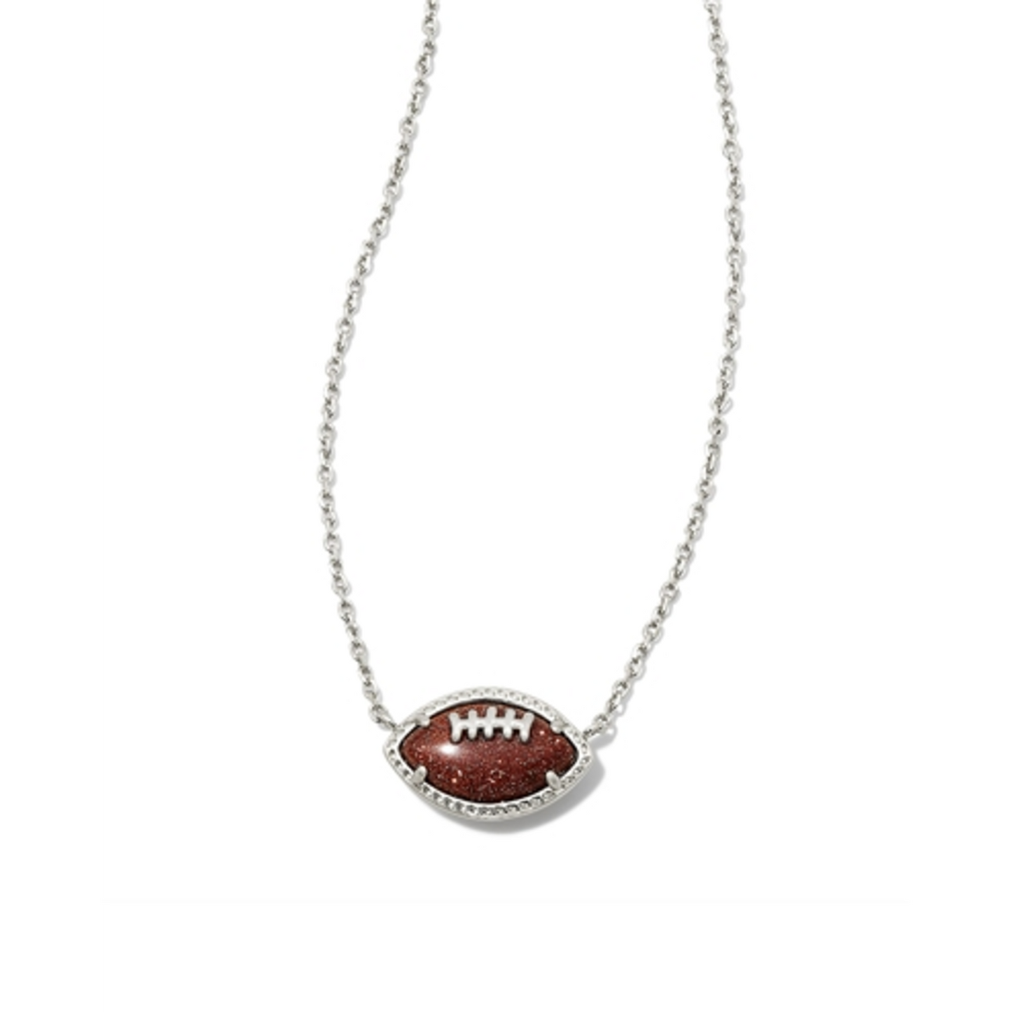 FOOTBALL SHORT PENDANT NECKLACE, SILVER ORANGE GOLDSTONE