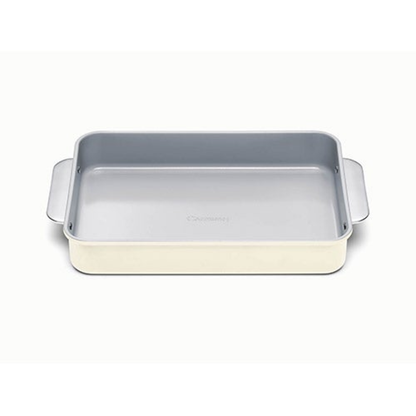 NONSTICK CERAMIC RECTANGLE PAN W/ HANDLES CREAM