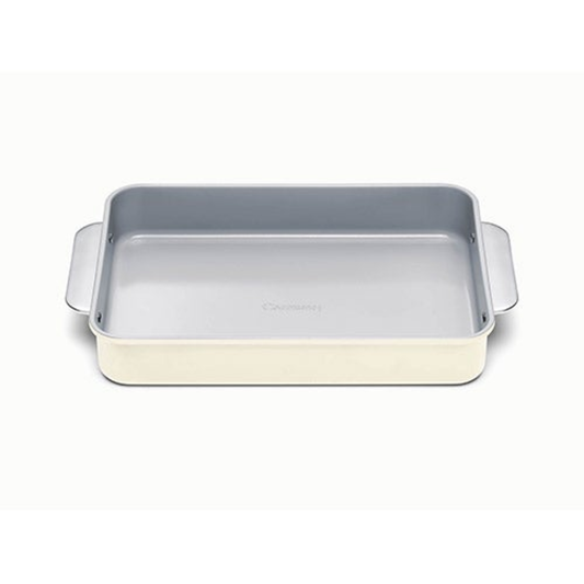 NONSTICK CERAMIC RECTANGLE PAN W/ HANDLES CREAM