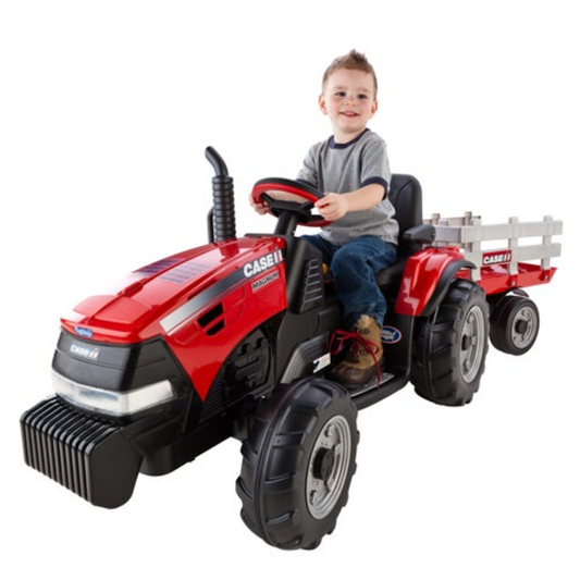 CASE IH MAGNUM TRACTOR W/ TRAILER 12V RIDE-ON RED