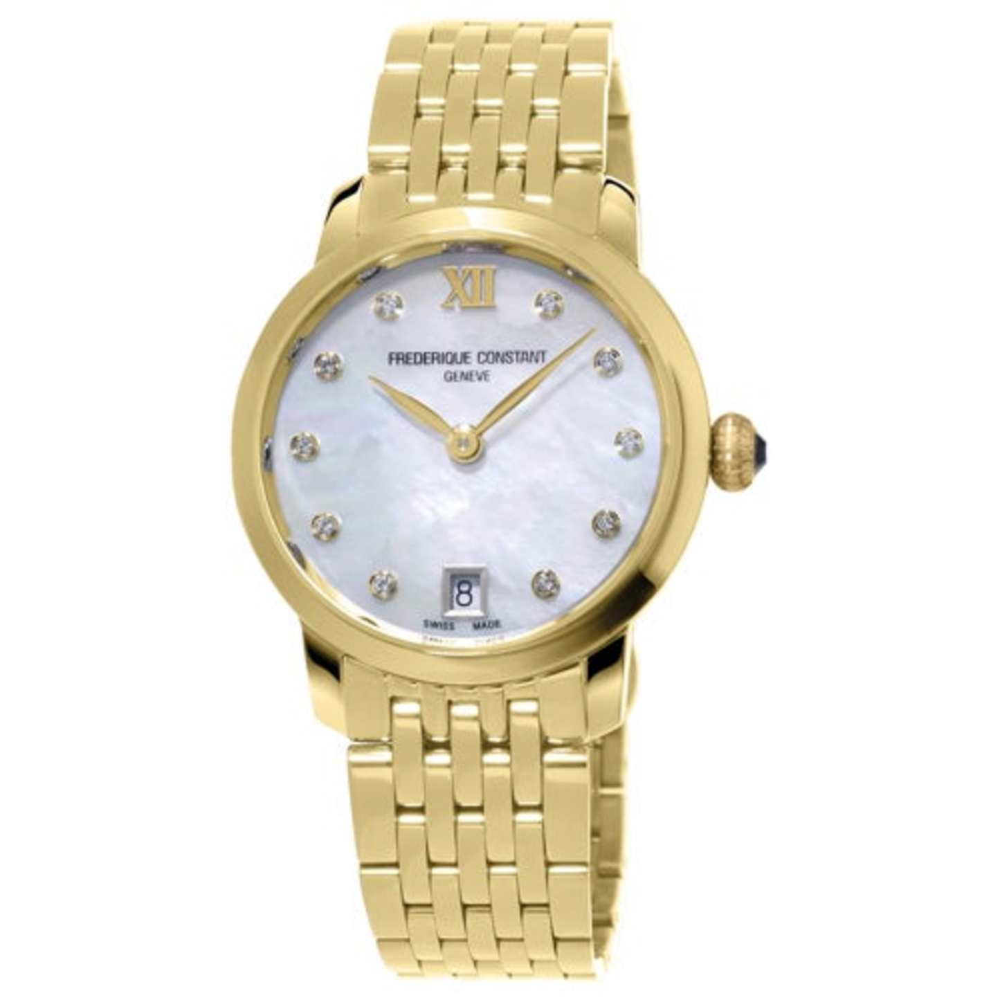 LADIES' CLASSIC SLIMLINE QUARTZ GOLD-TONE STAINLESS STEEL WATCH, MOP DIAL