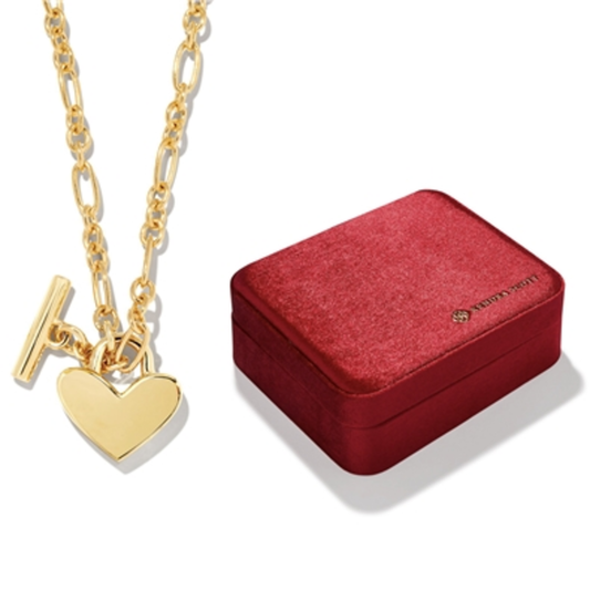 PADLOCK HEART DELUXE GIFT SET, GOLD/ BURGUNDY