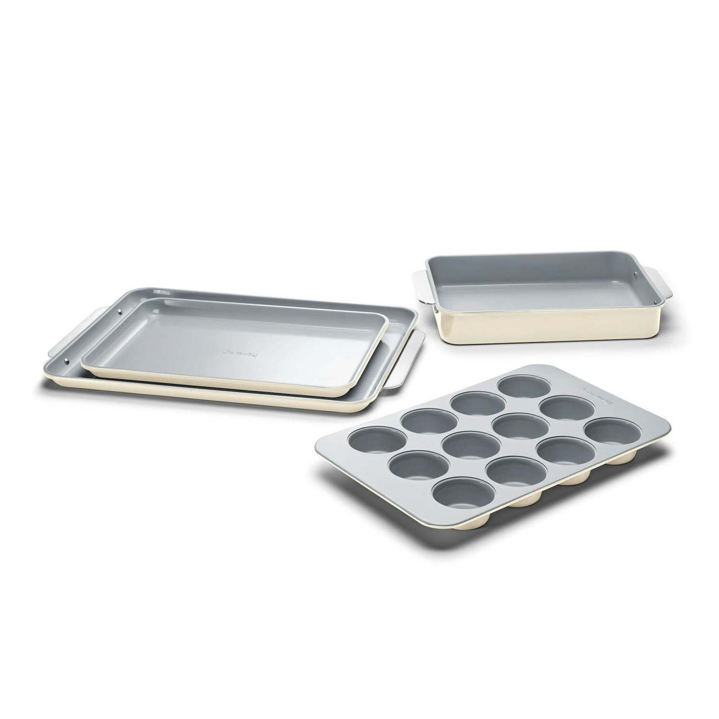 NON-TOXIC NONSTICK CERAMIC HALF BAKEWARE SET CREAM