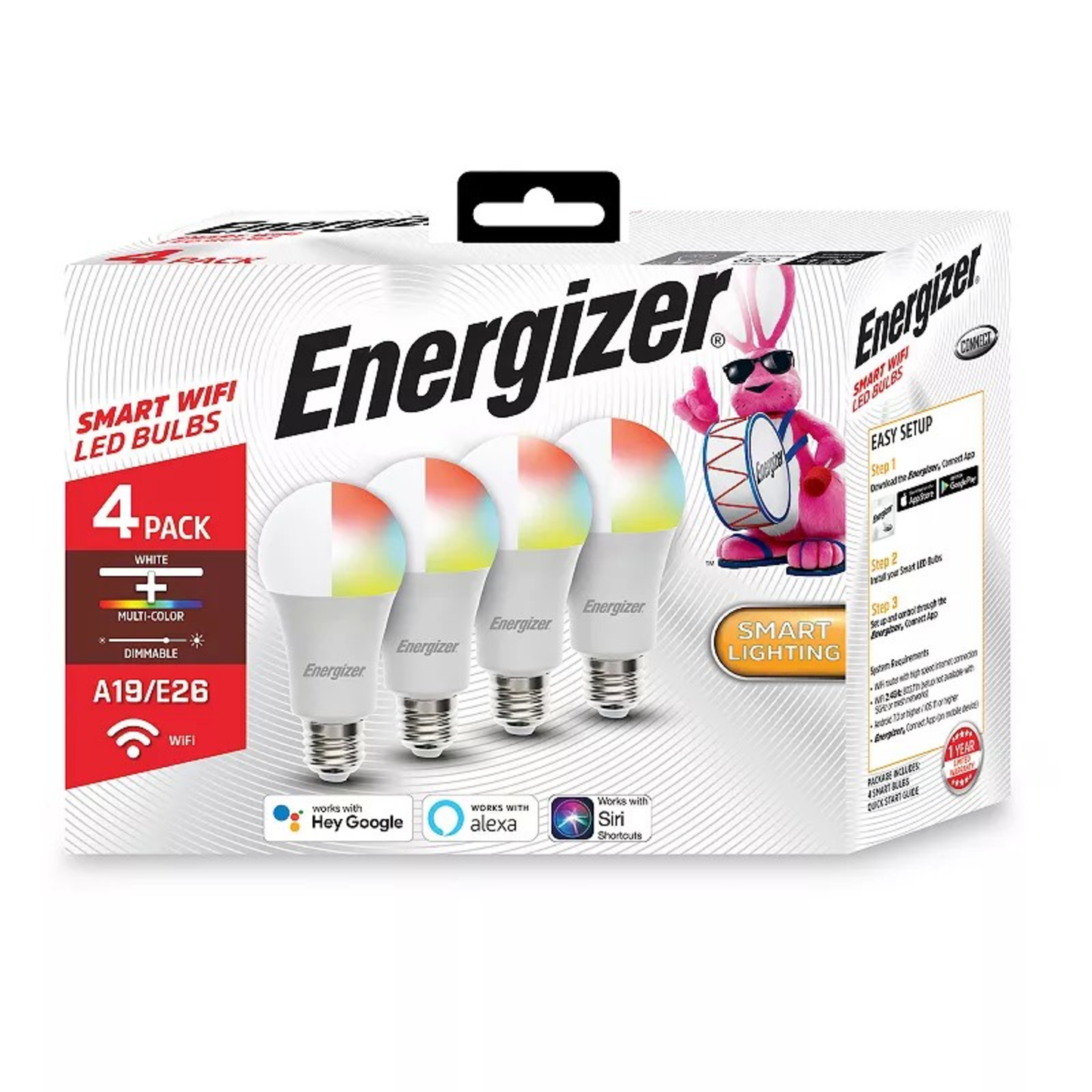 SMART RGB+SINGLE WHITE LED LIGHT BULB - (4 PACK)
