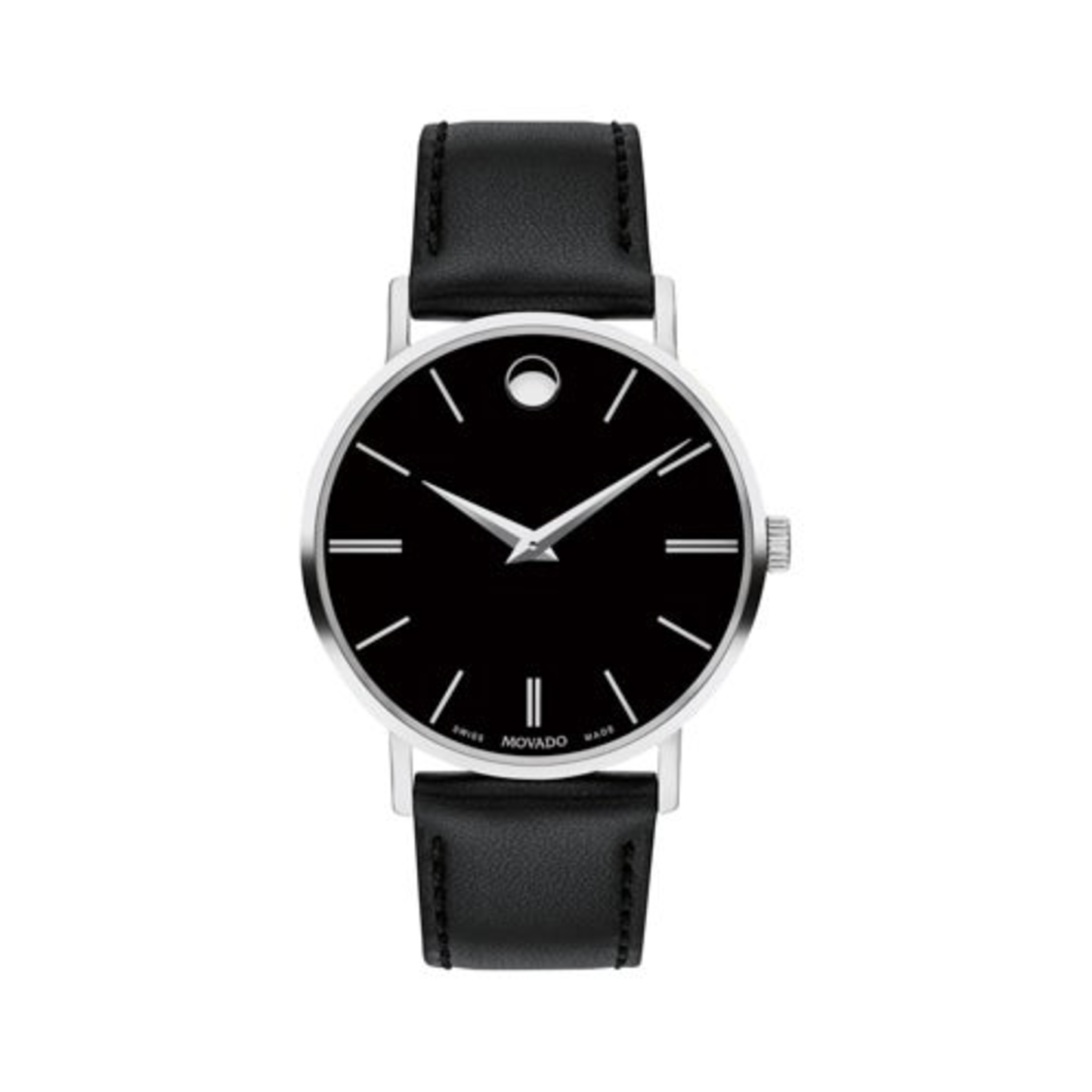 MENS CORPORATE EXCLUSIVE BLACK LEATHER STRAP WATCH BLACK DIAL