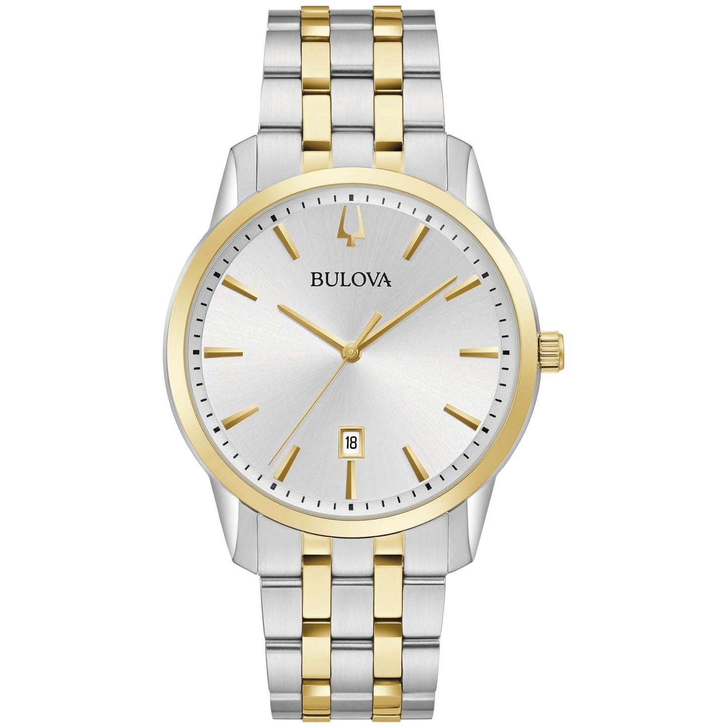 MEN'S SUTTON SILVER & GOLD-TONE STAINLESS STEEL WATCH, SILVER DIAL