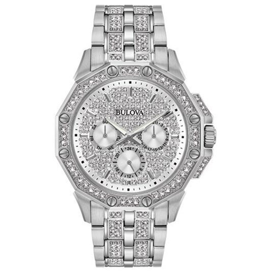 MENS OCTAVA SILVER SWAROVSKI CRYSTAL WATCH
