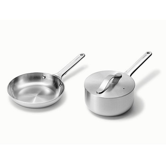 STAINLESS STEEL MINI DUOS COOKWARE SET - MINI FRY PAN & MINI SAUCEPAN