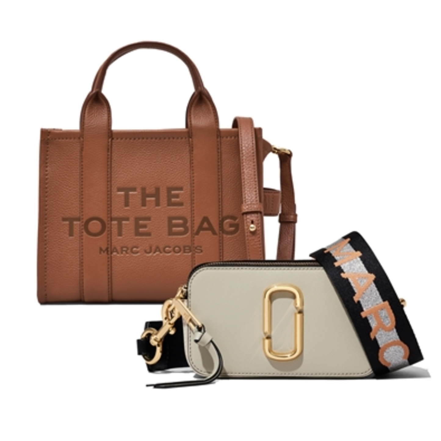 SMALL LEATHER TOTE/SNAPSHOT DUO, ARGAN OIL/NEW DUST MULTI